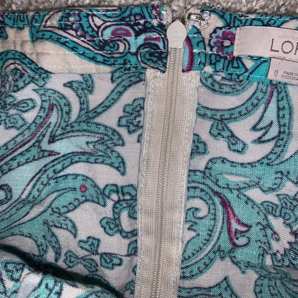 LOFT Green & Cream Zip Up Skirt size 0 - Picture 7 of 10